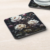 白黒バラ水彩画 コースター (左側)