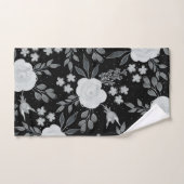 白黒バラ絵画水彩 バスタオルセット (ハンドタオル)