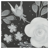 白黒バラ絵画水彩 ファブリック (クローズアップ)