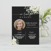 白黒バラ葬儀メモリアルサービス写真 招待状 (スタンド正面)