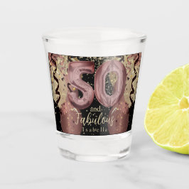 白黒バラ金ゴールドグリッター50誕生日 ショットグラス