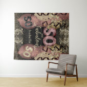 白黒バラ金ゴールドグリッター50誕生日 タペストリー (インサイチュ(横))