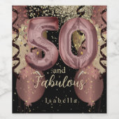 白黒バラ金ゴールドグリッター50誕生日 ワインラベル (シングルラベル)