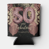 白黒バラ金ゴールドグリッター50誕生日 缶クーラー (正面)