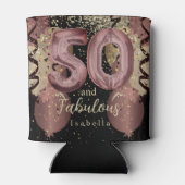 白黒バラ金ゴールドグリッター50誕生日 缶クーラー (裏面)