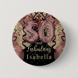 白黒バラ金ゴールドグリッター50誕生日 缶バッジ