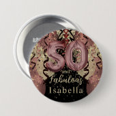 白黒バラ金ゴールドグリッター50誕生日 缶バッジ (正面&裏面)