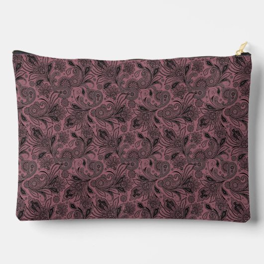 白黒バラ金ゴールドペイズリーモノグラム アクセサリーポーチ (裏面)