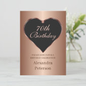 白黒バラ金ゴールドミニマルハート誕生日 招待状 (スタンド正面)