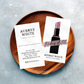 白黒バラ金ゴールド口紅メイクアップアーティスト 名刺