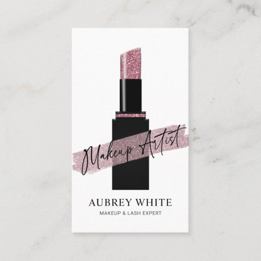 白黒バラ金ゴールド口紅メイクアップアーティスト 名刺 (正面)