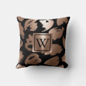 白黒バラ金ゴールド抽象芸術ブラシ クッション (裏面)