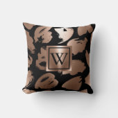 白黒バラ金ゴールド抽象芸術ブラシ クッション (正面)