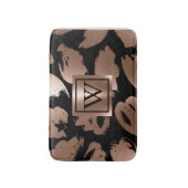 白黒バラ金ゴールド抽象芸術ブラシ バスマット (正面縦)