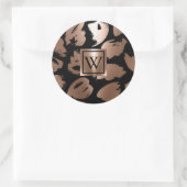 白黒バラ金ゴールド抽象芸術ブラシ ラウンドシール (バッグ)