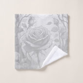 白黒バラ2 バスタオルセット (ウォッシュタオル)