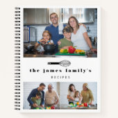 白黒バルーンウィスク写真ファミリーレシピ ノートブック (正面)