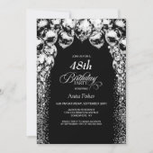 白黒バルーン任意の年齢の誕生日パーティー 招待状 (正面)