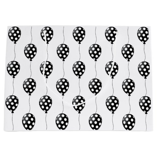 白黒バルーン誕生日 ラージペーパーバッグ (正面)