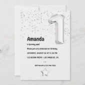 白黒バルーン1st誕生日パーティー 招待状 (正面)