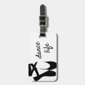 白黒バレエシューズダンスライフカスタム ラゲッジタグ (正面縦)