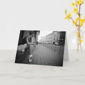 白黒バレリーナ カード (黄色い花)