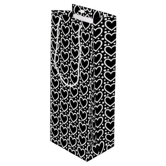 白黒バレンタインデーハート ワインギフトバッグ (正面アングル)