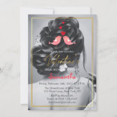 白黒バレンタインデーブライダルシャワーパーティー 招待状 (正面)