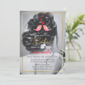 白黒バレンタインデーブライダルシャワーパーティー 招待状 (スタンド正面)