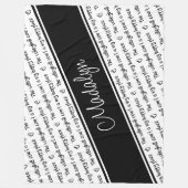 白黒バレーボールのコートは私の幸せ フリースブランケット (正面)