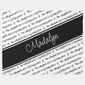 白黒バレーボールのコートは私の幸せ フリースブランケット (正面(横))