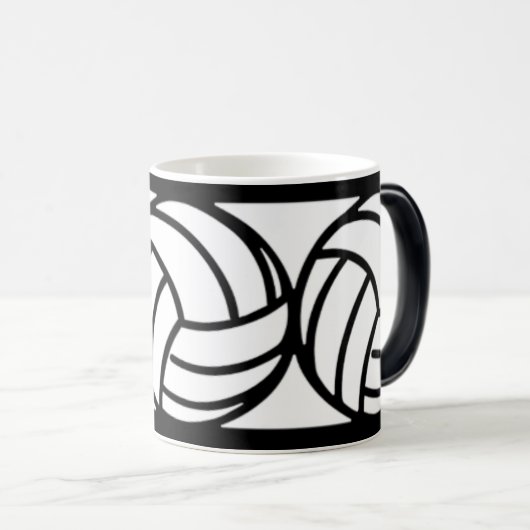 白黒バレーボールのコーヒー・マグ モーフィングマグカップ (正面右)