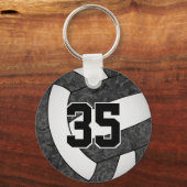 白黒バレーボールキーチェーンスクールマスコット名 キーホルダー (正面)