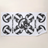 白黒バレーボールクラブカラーズガールズネーム ビーチタオル (正面)