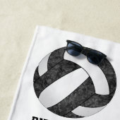 白黒バレーボールクラブカラーズガールズネーム ビーチタオル (インサイチュ)