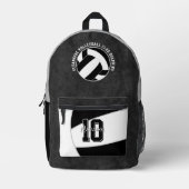 白黒バレーボールチームの色チーム名 プリントバックパック (正面)