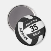 白黒バレーボールチームは男の子の女の子をカラー マグネット (正面/裏面)