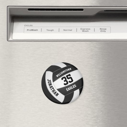 白黒バレーボールチームは男の子の女の子をカラー マグネット (インサイチュ (食洗機))