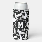 白黒バレーボール模様wプレーヤーモノグラム スリム缶クーラー (Seltzer裏面)