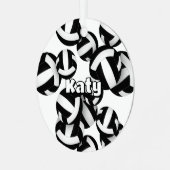 白黒バレーボールwアスリート名記念 メタルオーナメント (正面左)