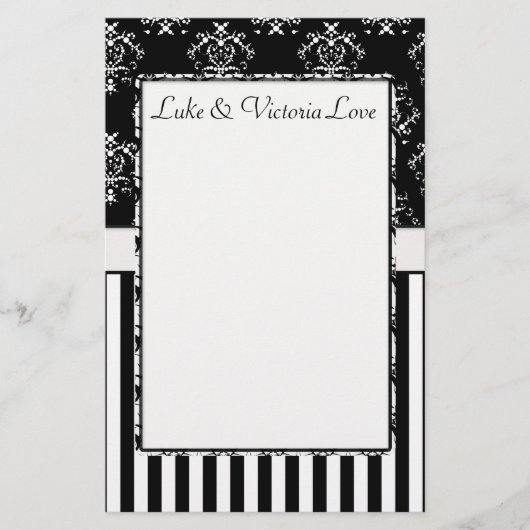 白黒バロストライプのークパーソナライズされた 便箋 (正面)