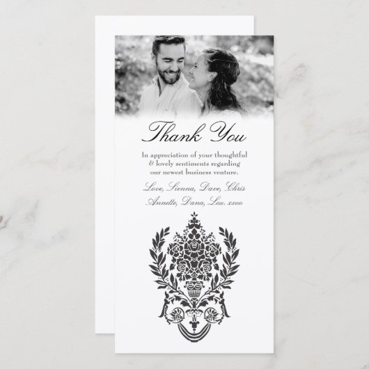 白黒バロックありがとうビジネス契約 サンキューカード (正面/裏面)