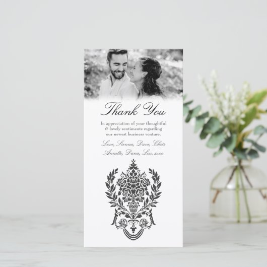 白黒バロックありがとうビジネス契約 サンキューカード (スタンド正面)