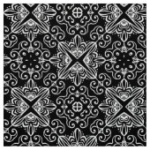 白黒バロック様式ゴシック様式モザイクパターン ファブリック (見本)