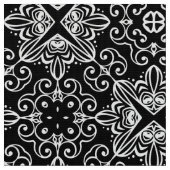 白黒バロック様式ゴシック様式モザイクパターン ファブリック (クローズアップ)