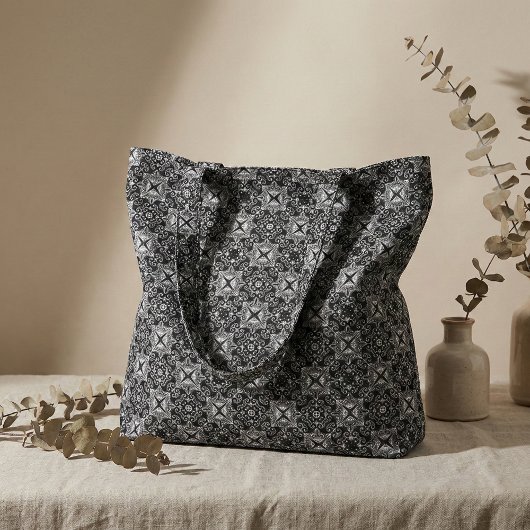 白黒バロック様式ゴシック様式モザイクパターン ファブリック