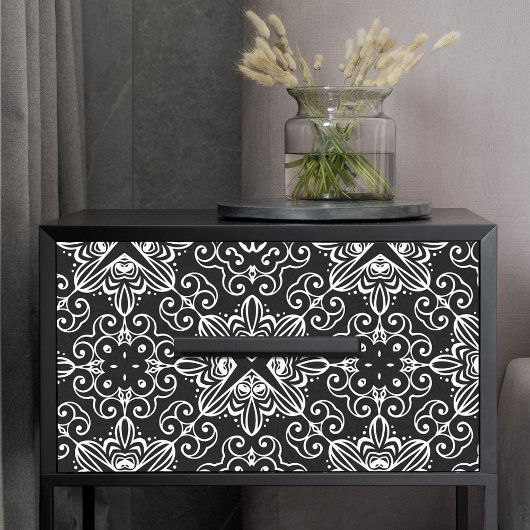 白黒バロック様式ゴシック様式モザイクパターン 薄葉紙