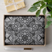 白黒バロック様式ゴシック様式モザイクパターン 薄葉紙 (ギフト)