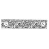 白黒バロック様式ダマスモノグラム ミディアムテーブルランナー (横)