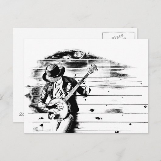 白黒バンジョマンポストカード ポストカード (正面/裏面)